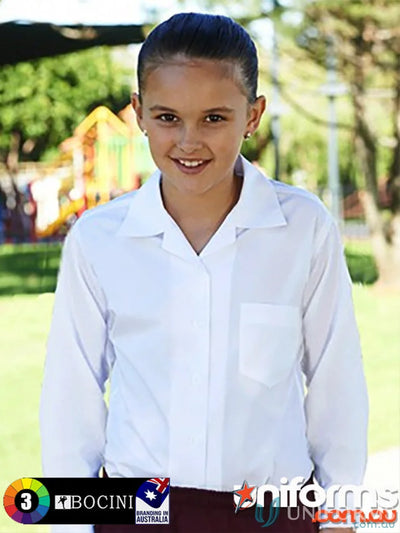 Bocini CS1310 Girls LS School Shirt in White front product image