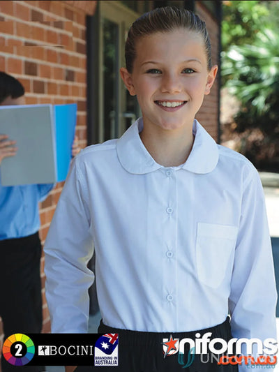 Bocini CS1461 Girls Peter Pan Collar L/S School Shirt front product image