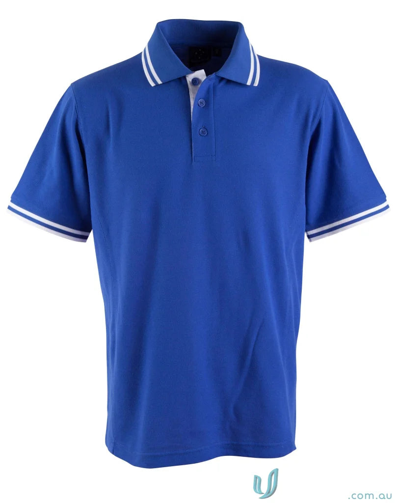 Blue Grace Polo shirt with white trim made from Truedry Pique Short fabric