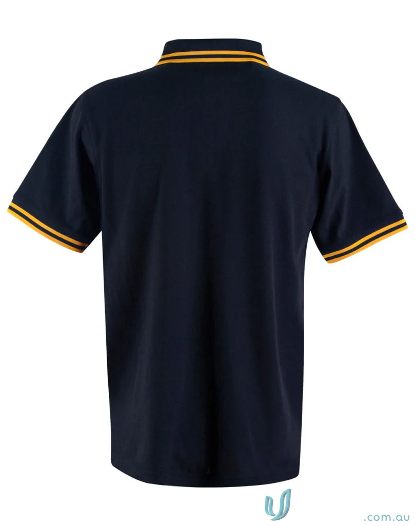 Navy Grace Polo with gold trim featuring TrueDry Pique Short Sleeve Polo PS65