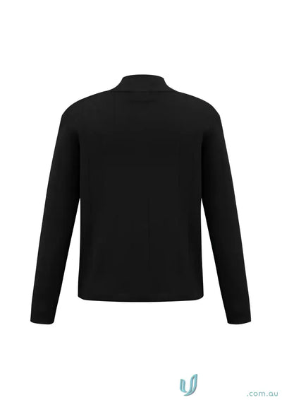 Black long-sleeved turtleneck shirt in zip merino rich pullover made from premium fabric