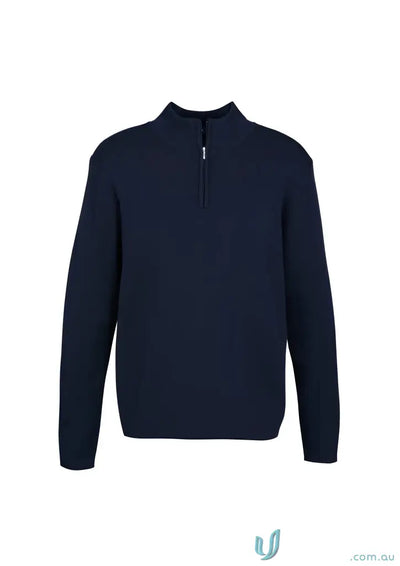 Navy blue zip merino rich pullover made from premium fabric, perfect for cozy style