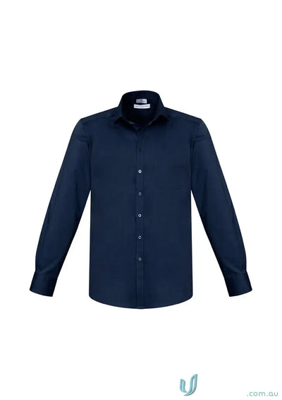 Dark blue Monaco LS Shirt from Biz Collection Monaco with white buttons for men