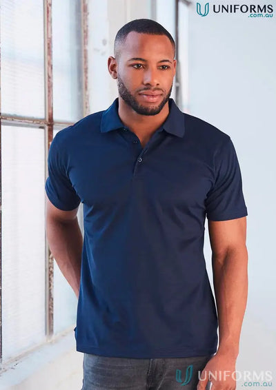 Dark blue Heart Foundation Mens Polo with flat knitted collar and CoolDry® polyester mini