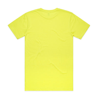 Neon yellow t-shirt with short sleeves and a crew neck.