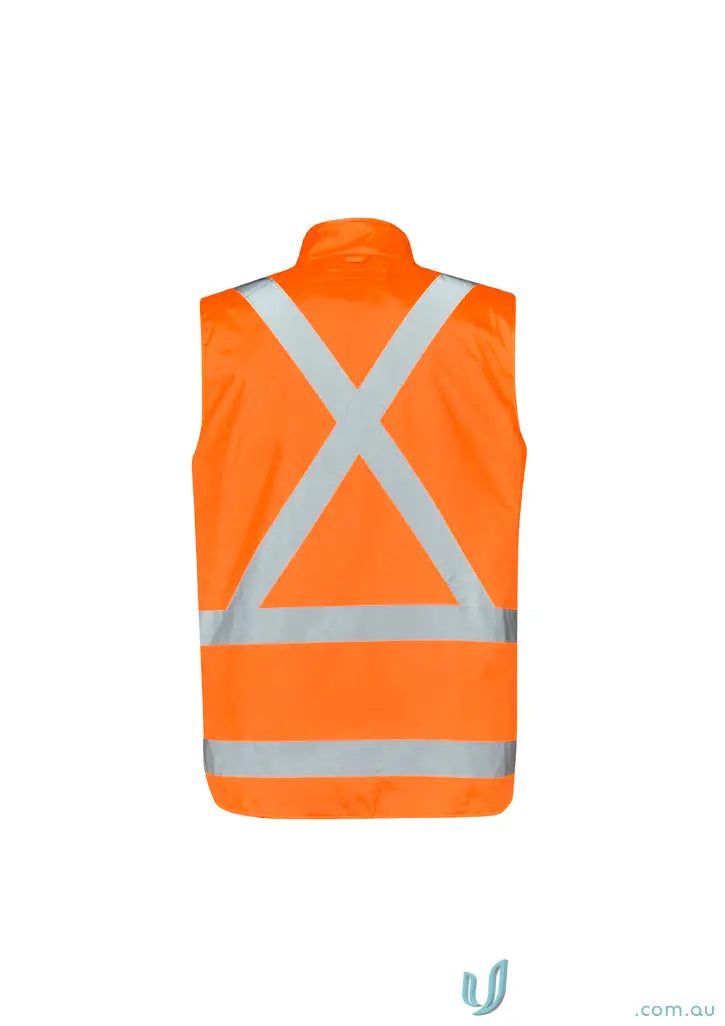 Orange safety vest with reflective stripes on Hi Vis X Back 4 In 1 Waterproof Jacket