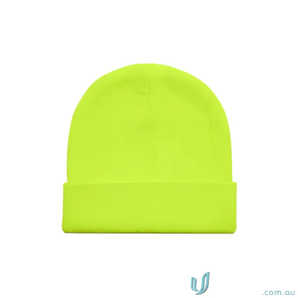 Neon yellow high visibility cuff safety beanie in 100% acrylic from AS Colour