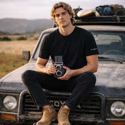 Black vintage twin-lens reflex camera with silver accents perfect for casual workwear or stylish uniforms looks great with hike oversize tee