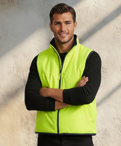 HiVis 4602.1 reversible vest in bright neon green for work uniforms