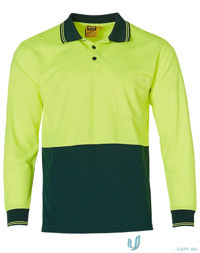 Two-tone long-sleeve polo shirt from HiVis CoolDry Safety SW05TD high visibility collection