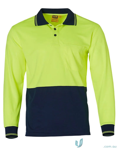 Two-tone long-sleeved polo shirt from HiVis CoolDry Safety SW05TD high visibility collection