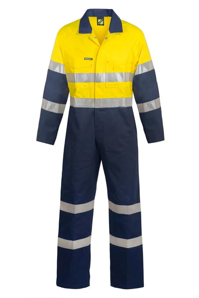 HiVis coveralls with reflective tape in yellow navy workwear uniforms
