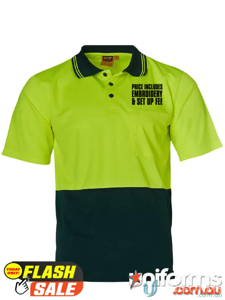 Two-tone HiVis CoolDry Polo shirt from JB’s HiVis, perfect to stay safe on site