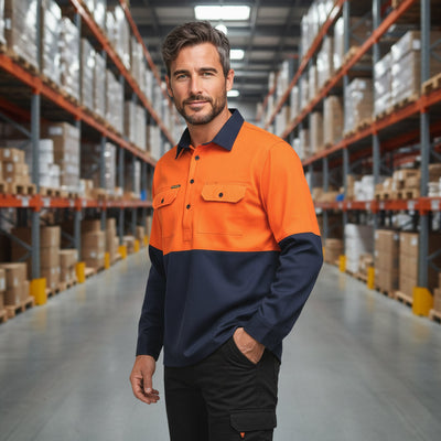 WorkCraft WS4254 Bright Yellow Navy Blue Two Tone Workwear Shirt