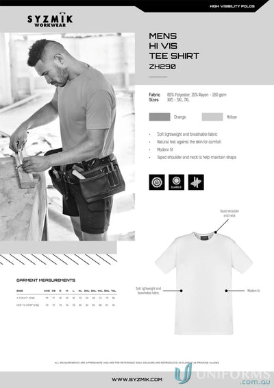 Men’s hi-vis tee shirt from HiVis T-Shirt, a vis workwear essential-zh290 with modern fit and comfort meets compliance