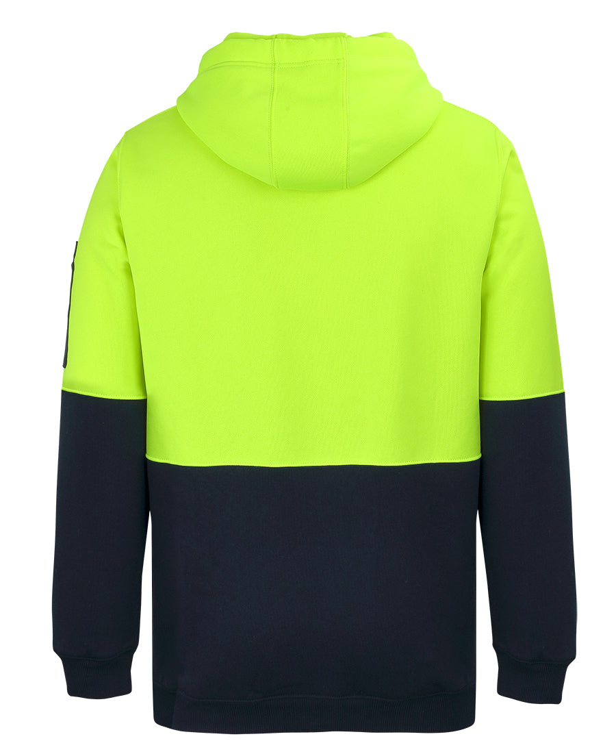 HiViz Half Zip fleece hoodie in bright neon green and navy blue