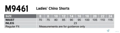 Housekeep Ladies Chino Shorts size chart for ladies chino shorts fit and sizing