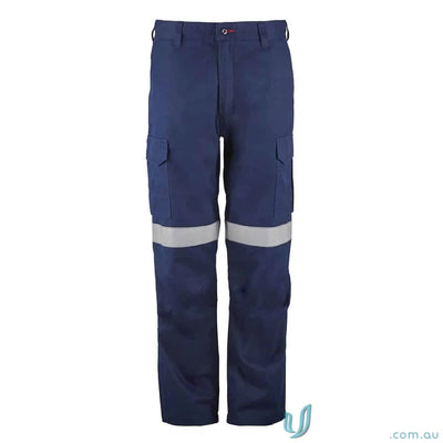 Blue HRC2 Inherent Reflective Cargo Pant with perforated reflective tape for safety