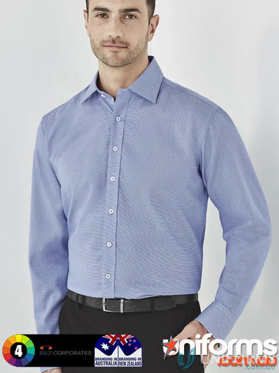 Mens Hudson Cotton LS Shirt in relaxed fit with long sleeve, blue dress shirt