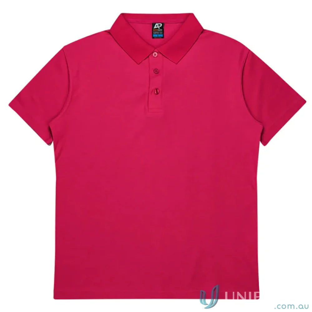 Magenta pique knit short-sleeved polo shirt from Hunter Adult Polo for uniforms and workwear