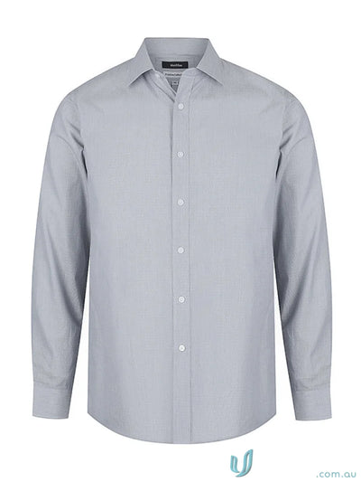 Hunter Long Sleeve Shirt in gray with dobby weave premium cotton, modern fit long sleeve shirt