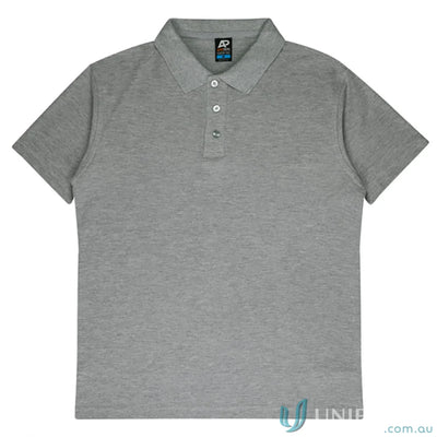Heather gray Hunter Polo shirt in pique knit, perfect for uniforms or casual wear