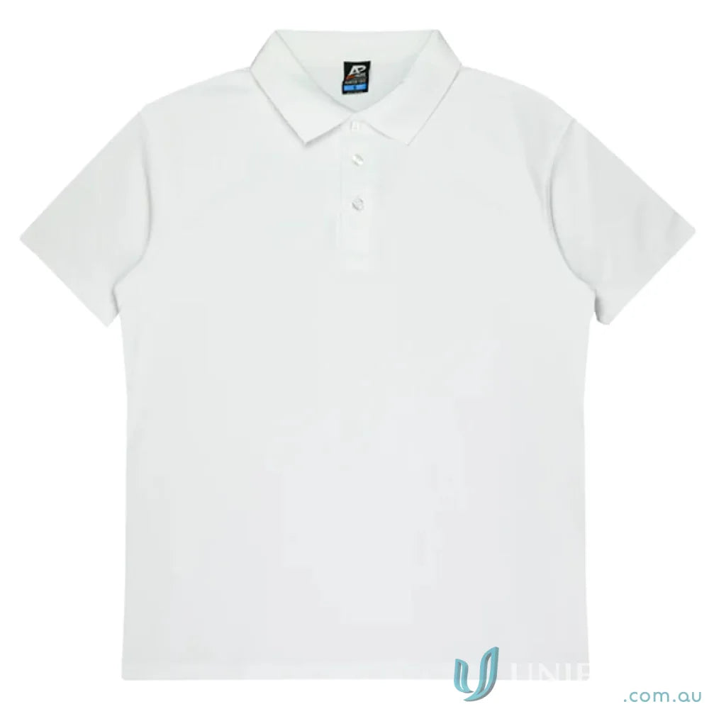 Hunter Polo plain white pique knit polo shirt with short sleeves for uniforms