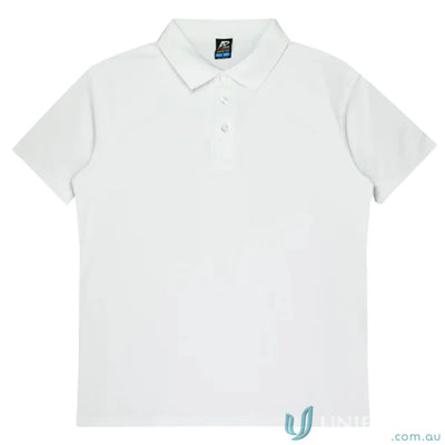 Hunter Polo plain white pique knit polo shirt with short sleeves for uniforms