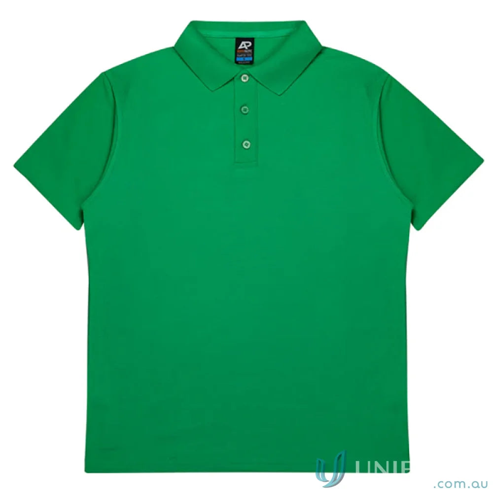 Hunter Polo in vibrant green pique knit, perfect for stylish uniforms