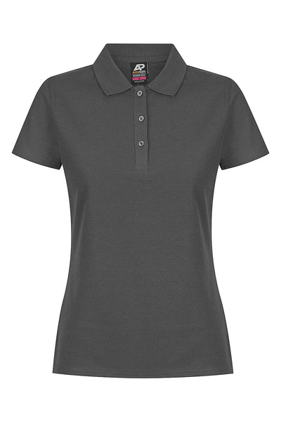 Charcoal gray short-sleeve Hunter Polo with pique knit collar and logo