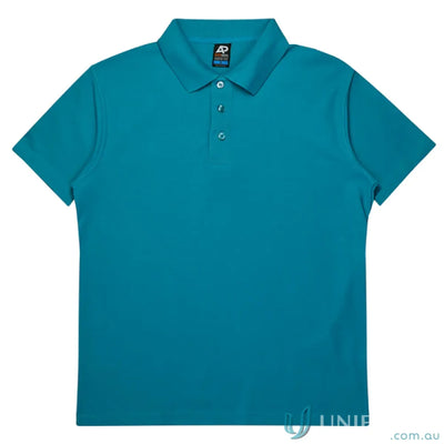 Hunter Polo teal short-sleeved pique knit polo shirt for uniforms
