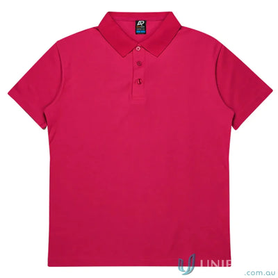 Hunter Polo in vibrant magenta with pique knit, perfect for uniforms