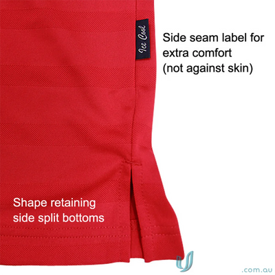Red polo shirt detail from the Ice Cool Polo workwear uniform collection