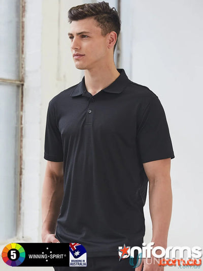 Black short-sleeved polo shirt from Winning Spirit ICON CoolDry Textured Workwear Solution
