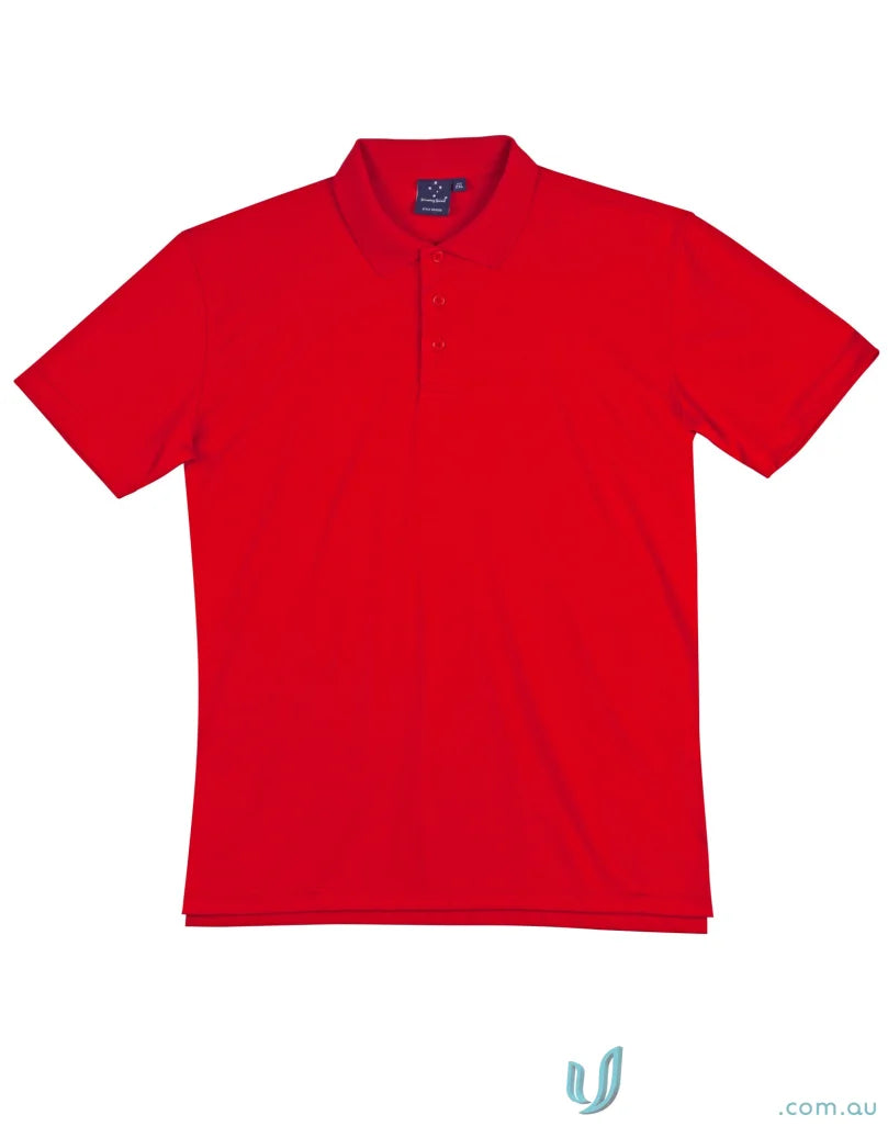 Red short-sleeved polo shirt from Winning Spirit ICON CoolDry Textured workwear solution