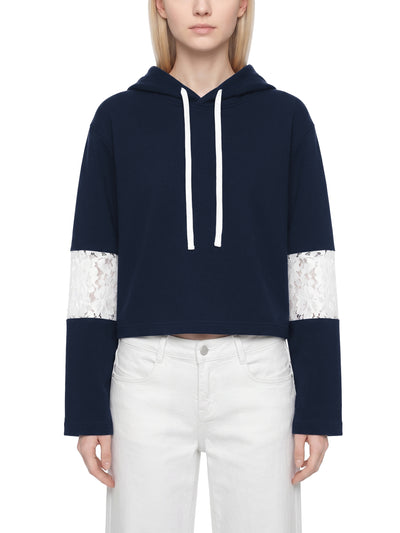 Women’s Cropped Lace-Panel Hoodie