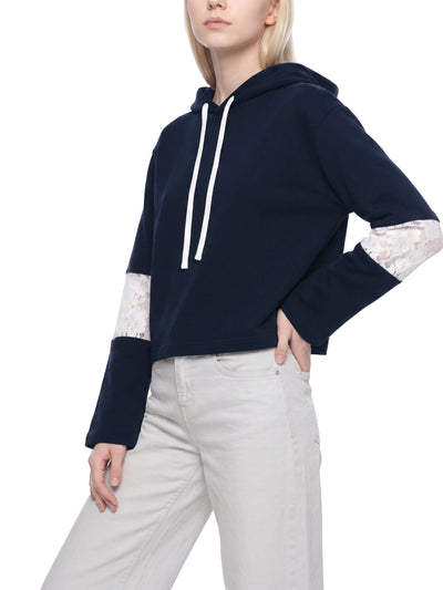 Women’s Cropped Lace-Panel Hoodie