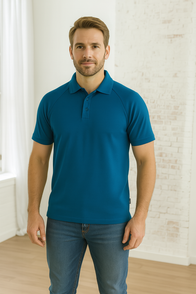 Cool Dry polo 1067 Infinity Men's Short Sleeve Polo in Denim Blue