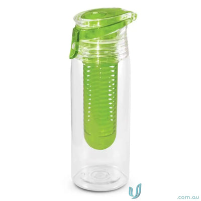 Clear water bottle with green infuser from Infusion Water Bottle 750ml Tritan for workwear