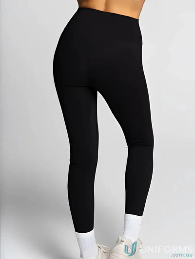 Black high-waisted invisible scrunch onyx leggings with smooth stretchy fabric perfect for work uniforms and workwear