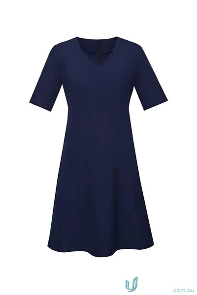 Navy blue V-neck dress from IOP EMB Ladies Extended Dress, perfect workwear or uniforms