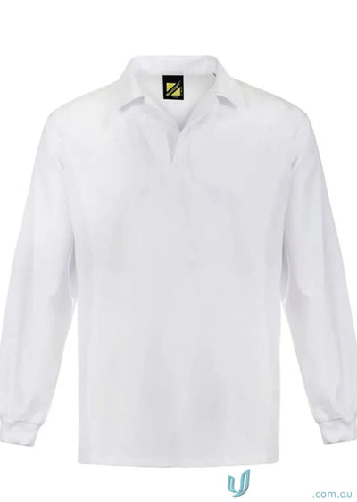 White Jac LS Polo shirt with black label, perfect for sun protection and casual style
