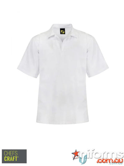 White short-sleeved chefs shirt WS3001 JACSHIRT, industrial laundry friendly food processing gear