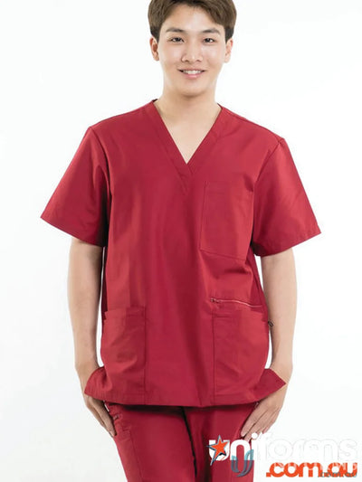Maroon Jack Scrub Top from City Collection Jack with elastic bungee loop for demanding days