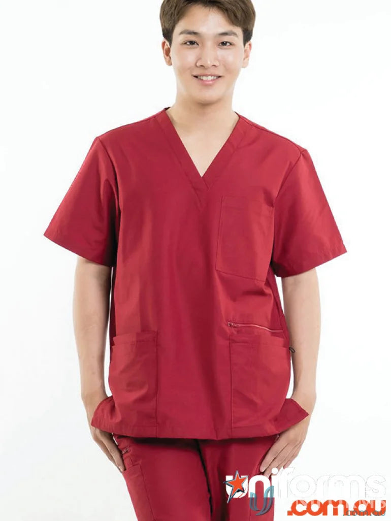 Maroon Jack Scrub Top from City Collection Jack with elastic bungee loop for demanding days