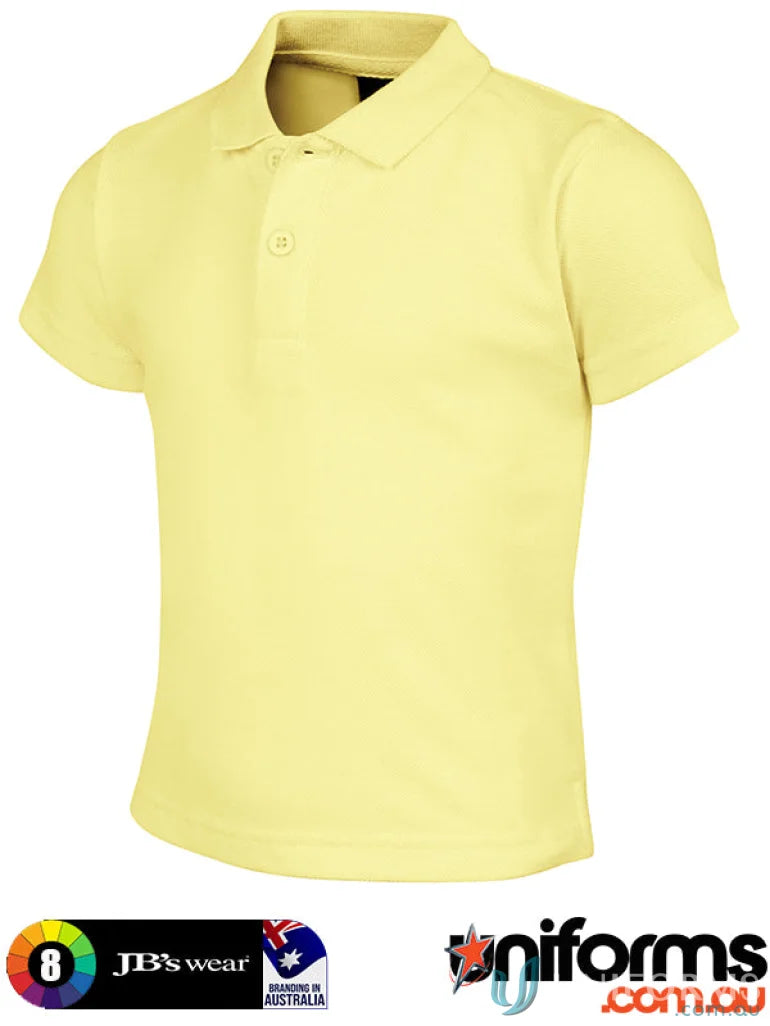 Light yellow JB Infant 210 Polo shirt with collar and buttons, perfect for uniforms or workwear