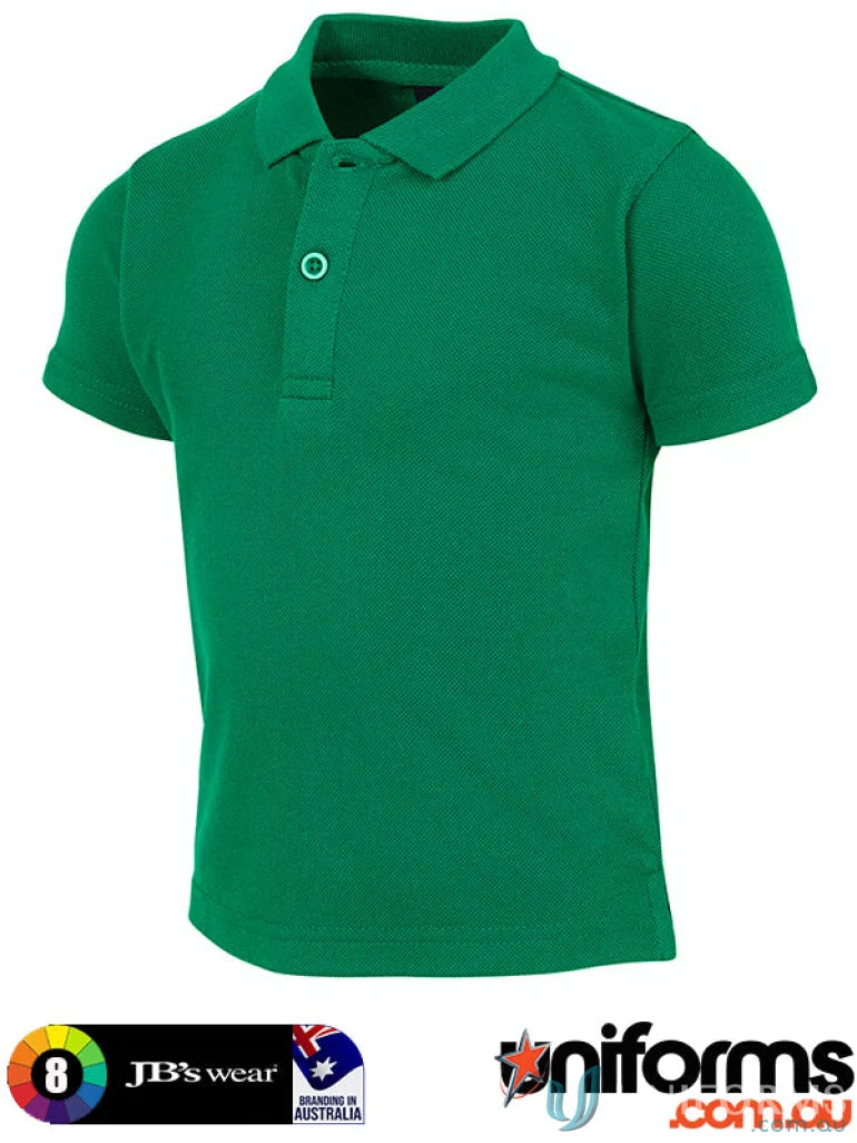 Plain green JB Infant 210 Polo shirt with herringbone tape for uniforms and workwear
