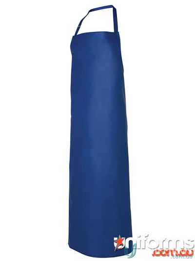 Royal blue waterproof apron with neck strap, ideal for work uniforms and workwear