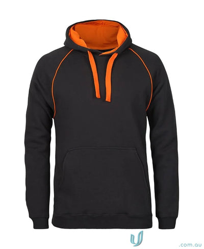 JBs 3CFH Adults Contrast Fleecy Hoodie in Black/Orange