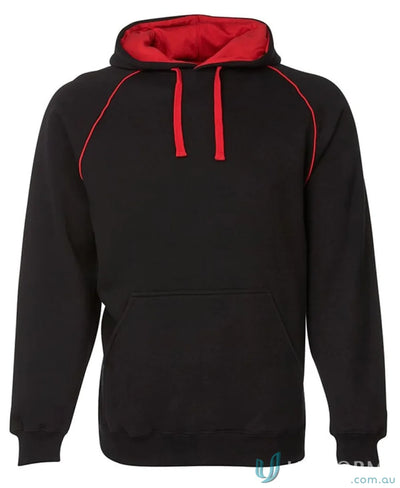 JBs 3CFH Adults Contrast Fleecy Hoodie in Black/Red